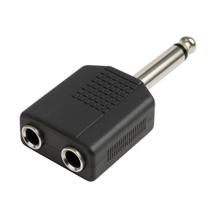 Adaptador Plug P10 Mono Macho para 2 Entradas Jack P10 Mono Femea Divisor de Sinal Áudio Profissiona