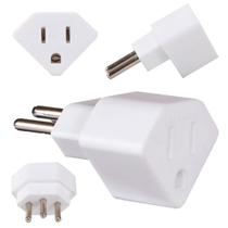 Adaptador Plug Plugue Tomada Americana Brasileira 3 Pinos 10a Branco Margirius