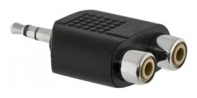 Adaptador Plug RCA Fêmea para P2 Stereo Macho - 2 Saídas RCA