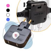 Adaptador Plug Tomada T Benjamim 2 Saída USB Dobrável Articulado Entrada 10-20A Pino 16A Adaptador Plug Tomada T Benjamim 2 Saída USB Dobrável Articulado Entrada 10-20A Pino 16A