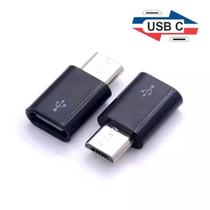 Adaptador Plug USB tipo C femea para Micro USB V8 macho OTG Android Carrega Dados Fone Microfone