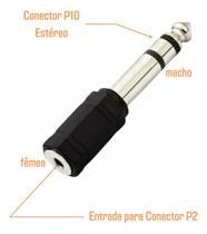 Adaptador Plugue P2 Fêmea Para P10 Macho Áudio Estéreo Adaptador Plugue P2 Fêmea Para P10 Macho Áudio Estéreo