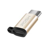 Adaptador Posh Micro USB para USB C em metal com cordao para cabo USB