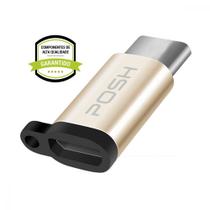 Adaptador Posh Micro USB para USB C em metal com cordao para cabo USB