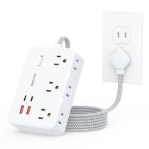 Adaptador Power Strip DEPOW de 2 pinos para 3 pinos 6 tomadas 4 USB