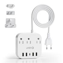 Adaptador Power Strip Unidapt dos EUA para o Reino Unido e Europa com USB C 4 USB
