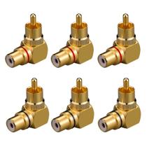 Adaptador RCA de ângulo reto Eightnoo 90 fêmea para macho (pacote com 6) Adaptador RCA de ângulo reto Eightnoo 90 fêmea para macho (pacote com 6)