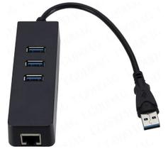 Adaptador Rede Rj45 Ethernet Lan + Hub Com 3 Portas Usb 3.0