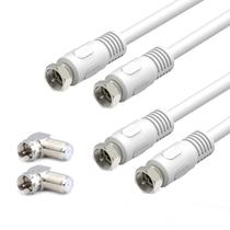 Adaptador RF de cabo coaxial de 1 pé RG6 75 Ohm Shield, pacote com 2 unidades, branco