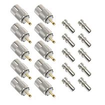 Adaptador RF de conector coaxial PL-259 UHF macho para RG58, pacote com 10