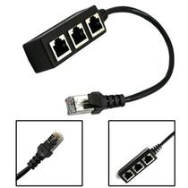 Adaptador RJ45 Ethernet - Divisor 1 Macho para 3 Fêmeas