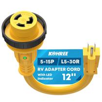 Adaptador RV Kohree 30A para 15A 110V, 30 cm, LED