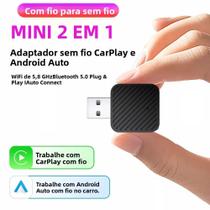 Adaptador Sem Fio 2 Em 1 Carplay Android Auto 5G WIFI Para iPhone Android Volvo Benz MG Kia Chery VW Adaptador Sem Fio 2 Em 1 Carplay Android Auto 5G WIFI Para iPhone Android Volvo Benz MG Kia Chery VW