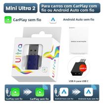 Adaptador Sem Fio CarPlay Android Auto CarlinKit 5.0 Mini Ultra 2/3 USB WiFi BLE Conexão Automática Adaptador Sem Fio CarPlay Android Auto CarlinKit 5.0 Mini Ultra 2/3 USB WiFi BLE Conexão Automática