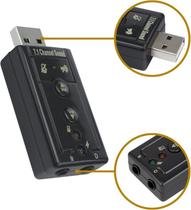 Adaptador Som USB 7.1 Placa Externa P2 Gamer Notebook PC Fone Microfone Plug Play Sem Driver New
