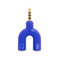 Adaptador Splitter Y De Fone e Microfone Para Headset P2 x P3 - Azul