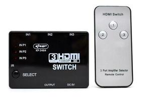 Adaptador Switch Hdmi 3x1 Resoluçao Full Hd Controle Remoto - Hdtv