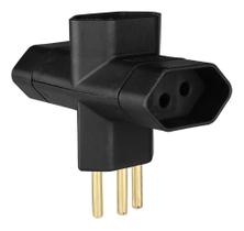 Adaptador T Benjamim 2P+T De 10A Preto Margirius Três Polos