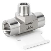 Adaptador TAISHER Forging 304 em aço inoxidável 3/8 NPT fêmea x 3/8 NPT macho x 3/8 NPT fêmea