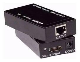 Adaptador Tebera Extensão Hdmi 60m Preto Rj45 Fêmea Adaptador Tebera Extensão Hdmi 60m Preto Rj45 Fêmea
