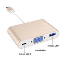 Adaptador tipo c 3 em 1 usb-c vga thunderbolt 1080p usb 3.0 le-4119 itblue