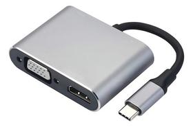 Adaptador Tipo C 4x1 Usb C/ Usb C (pd)/hdmi 4k/ Usb 3.0/ Vga