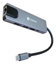 Adaptador Tipo C HDTV 5 em 1 Lan Usb 3.0 ONEX HUB-7567