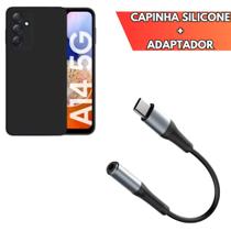 Adaptador Tipo C P2 + Capinha Silicone Aveludada Para Samsung A14 5G