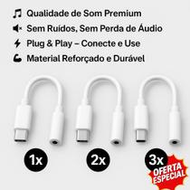 Adaptador Tipo C Para Fones de Ouvido P2 Compatível Galaxy S24fe, S20, S21, S25, S23