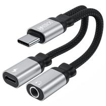 Adaptador Tipo C Para Tipo C + Fone P2 HREBOS HS-229 Adaptador Tipo C Para Tipo C + Fone P2 HREBOS HS-229