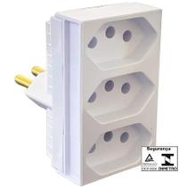 Adaptador Tomada 3 Saídas 20A Ilumi Padrão 2P+T Monobloco - Adaptador Tomada 3 Saídas 20A Ilumi Padrão 2P+T Monobloco -