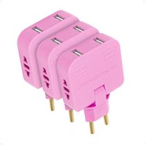 Adaptador Tomada Plug T Articulado 2 USB 16A 250v Kit 3 Und