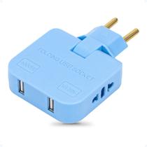 Adaptador Tomada Plug T Articulado USB 2 Saídas 16A 250v Adaptador Tomada Plug T Articulado USB 2 Saídas 16A 250v