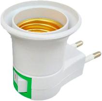 Adaptador Tomada Soquete E27 para Lampada Bivolt Chave Liga Desliga