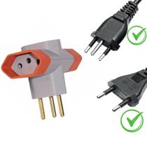 Adaptador Tomada T Luster 3 Saídas 10A/250V Cinza/Laranja Adaptador Tomada T Luster 3 Saídas 10A/250V Cinza/Laranja