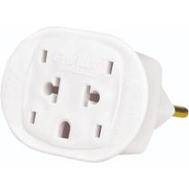 Adaptador Tomada Tripolar Parede Universal Branco Benjamin 2p 10A 250V 3 Pinos Tipo T Forlux Viagem