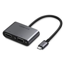 Adaptador Ugreen, USB-C para HDMI, VGA, USB 3.0 com PD, Cinza Espacial - UG-50505