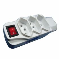 Adaptador Universal - 4 Tomadas - 2 Pinos + Terra - Com interruptor - DNI 7013 - Key west