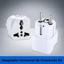 Adaptador Universal Cinza Para Tomada EU, Conversor De Tomada De Viagem Internacional, Tomada De