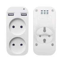 Adaptador Universal Dual USB Com Plugue Europeu Para Alemanha, França E Rússia, Soquete