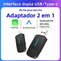 Adaptador Universal Sem Fio CarPlay Android Auto Com Interface Dupla USB Tipo-C ANYFAR Smart Mini