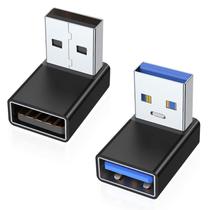 Adaptador USB 3.0 AreMe, ângulo ascendente/descendente de 90 graus, pacote com 2 unidades, preto Adaptador USB 3.0 AreMe, ângulo ascendente/descendente de 90 graus, pacote com 2 unidades, preto