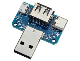 ADAPTADOR USB 4 EM 1 PARA USB TIPO C, MICRO USB, USB FEMEA e DIP - XY-USB4