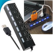 Adaptador Usb 7 Portas Preto Com Led