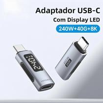 Adaptador USB C 240W Hagibis Com Display LED Tipo C Para USB4 40Gbps 8K@60Hz Para Thunderbolt 4/3 Adaptador USB C 240W Hagibis Com Display LED Tipo C Para USB4 40Gbps 8K@60Hz Para Thunderbolt 4/3