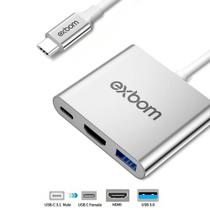 Adaptador USB-C 3 em 1 Exbom Modelo U3V-A3N1 Adaptador USB-C 3 em 1 Exbom Modelo U3V-A3N1