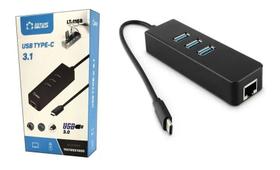 Adaptador Usb-c Com 3 Saída Usb3.0 Rj45 P Notebook Lt-1168