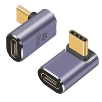 Adaptador USB C de 90 graus Poyiccot 100W 40Gbps 8k @60Hz, pacote com 2