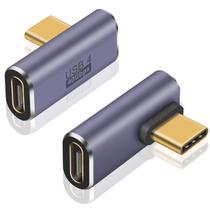 Adaptador USB C de ângulo reto Poyiccot 40 Gbps 100 W 8K @60Hz, pacote com 2