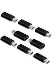 Adaptador USB C, pacote com 8 unidades, mini USB para USB C tipo C, fêmea para macho